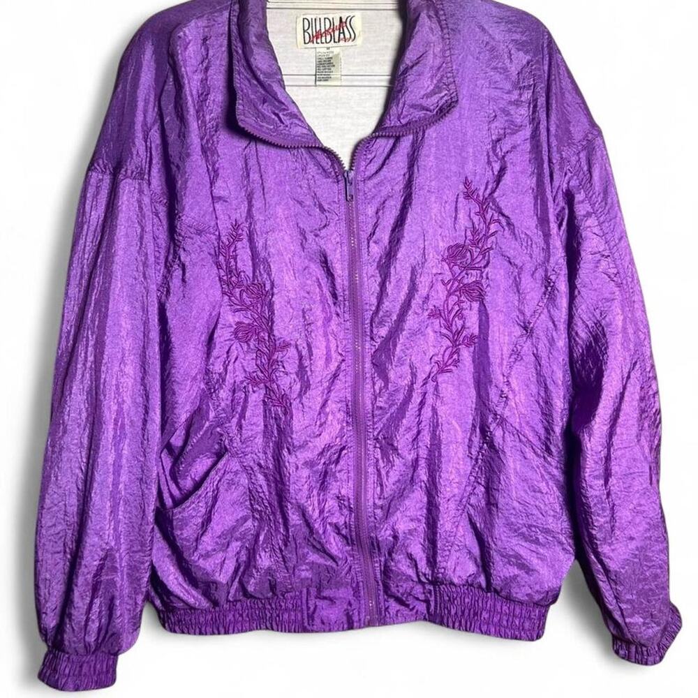 Brand Bill Blass Active Jeans‎ Vintage Purple Embroidered Windbreaker